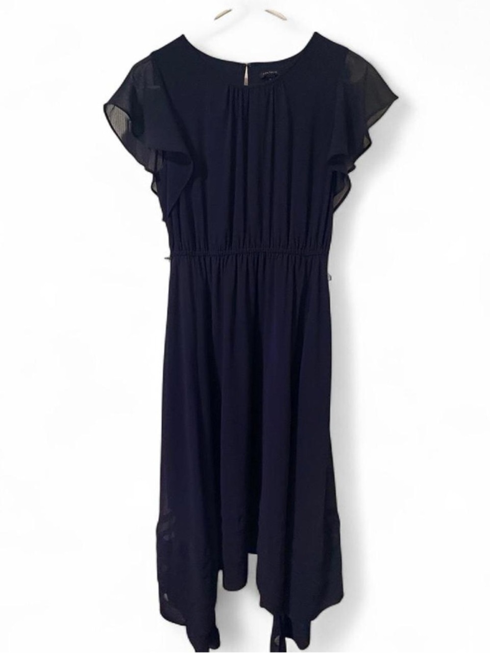 Ann Taylor Black Flutter Sleeve Midi Dress